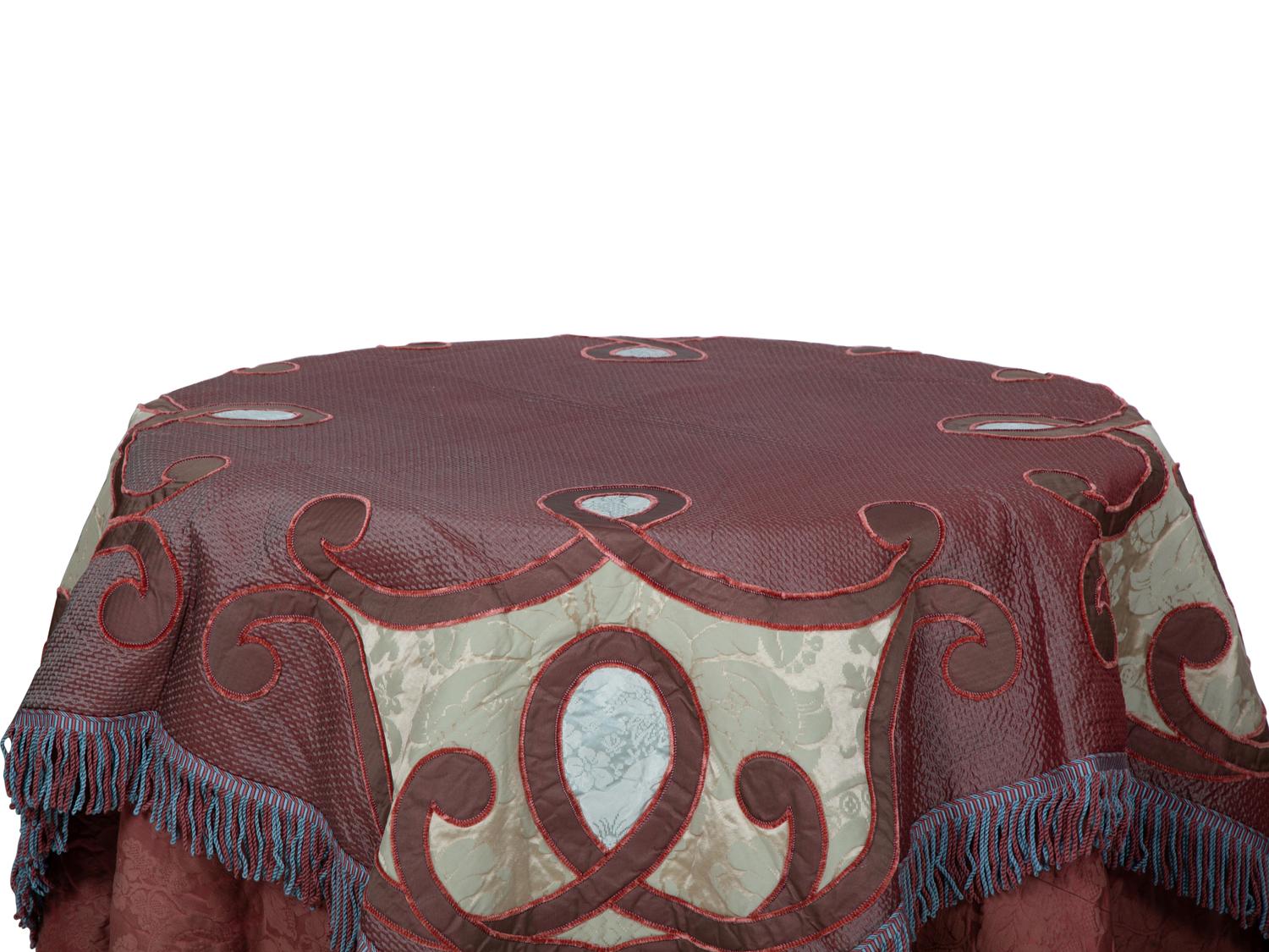 A Pair of Fabric-Covered Circular Side Tables