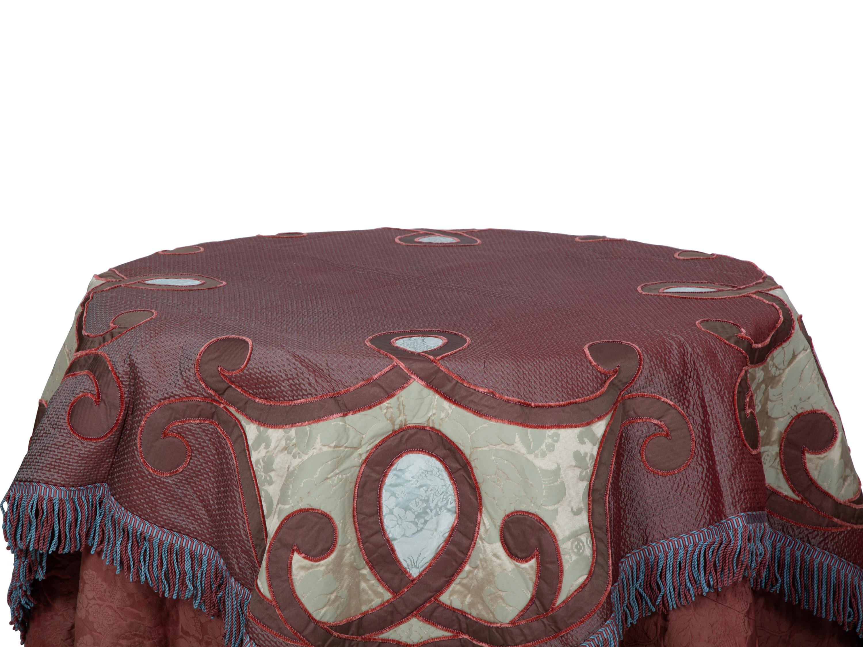 A Pair of Fabric-Covered Circular Side Tables