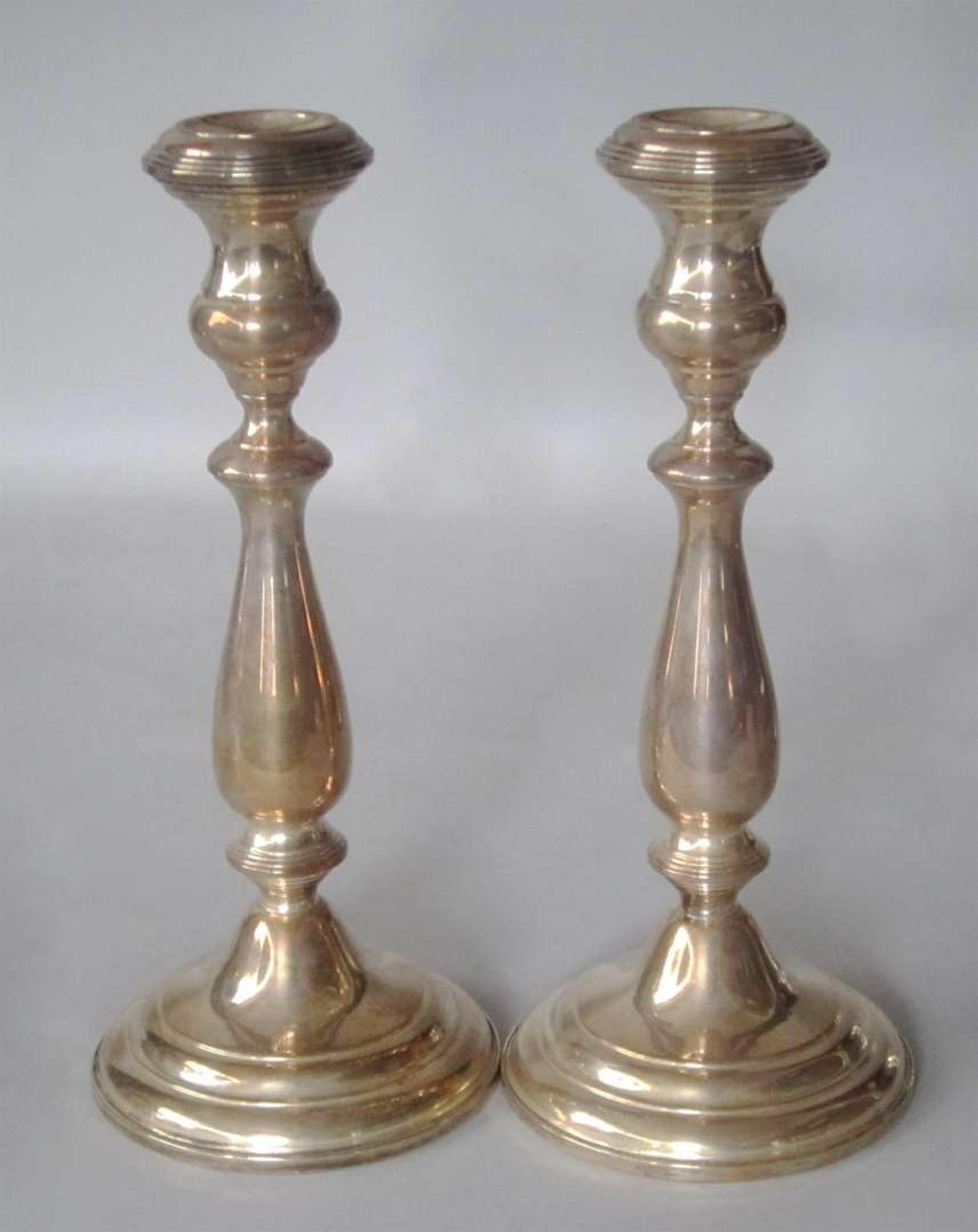 Pair sterling silver candlesticks empire, ny, 20th century