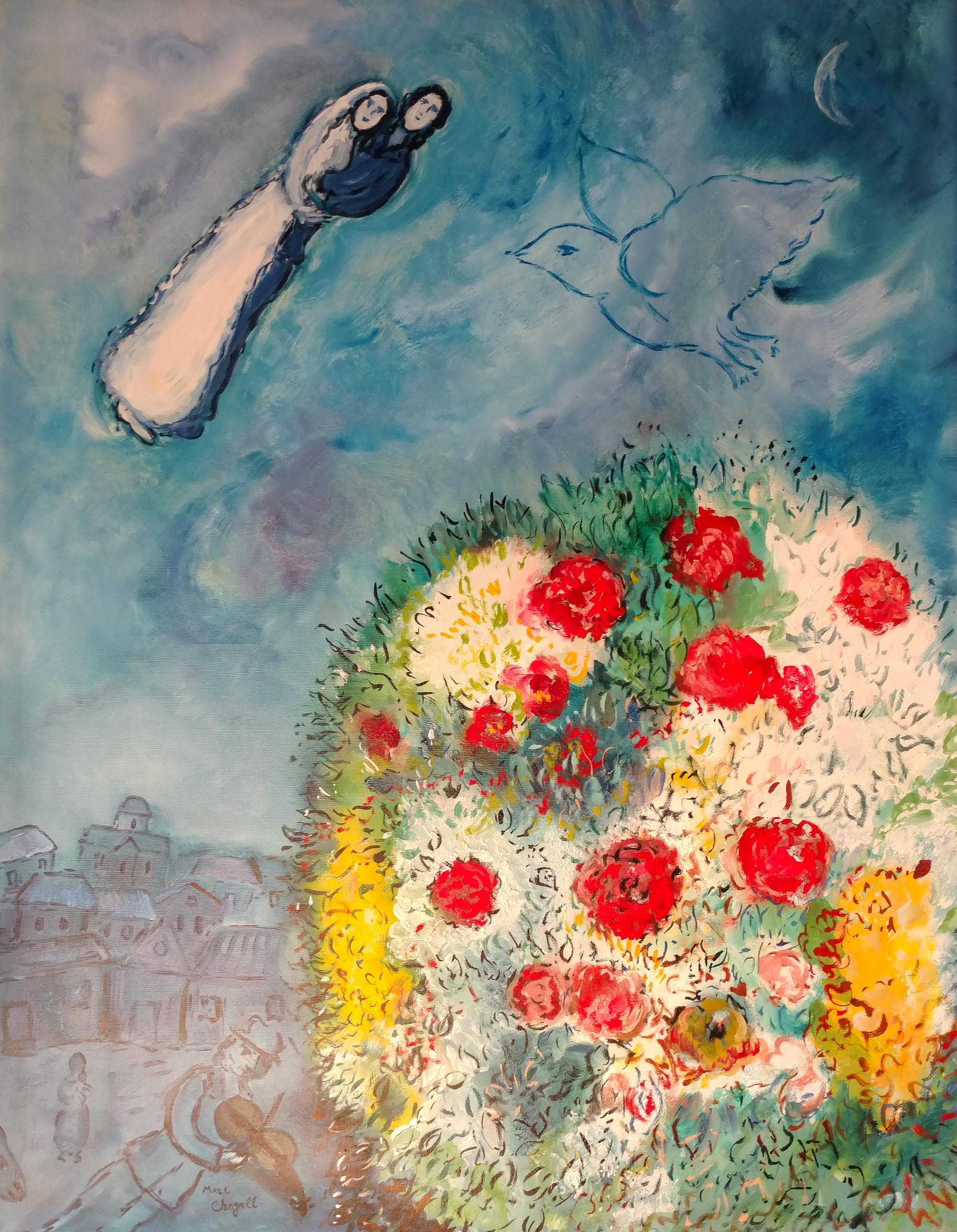 A Copy of a Painting by Marc Chagall Height 37 x width 29 inches.
