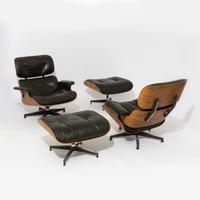 Charles and Ray Eames (American, 1907–1978 | 1913–1988) — Pair of 670 Lounge Chairs and 671 Ottomans Herman Miller USA, designed 1956