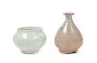 Two Korean Monochrome Glazed Porcelain Wares