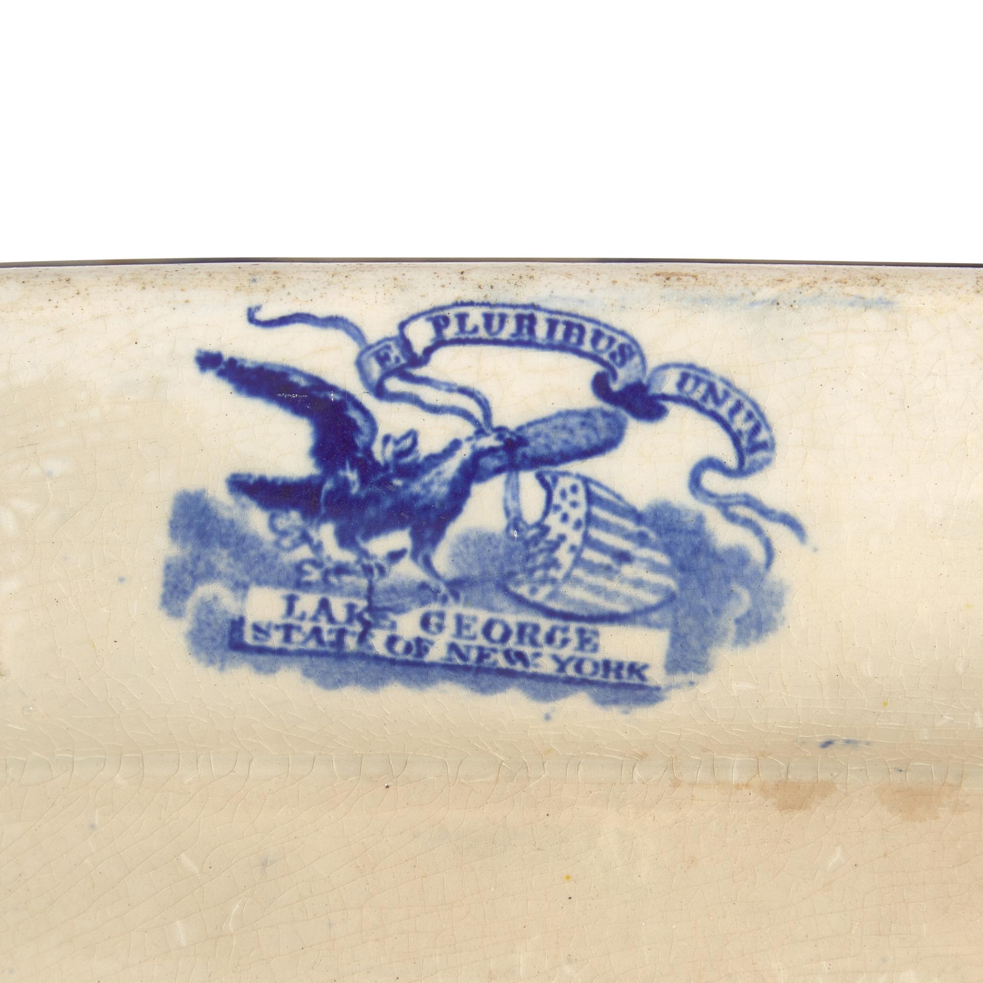 A Staffordshire Historical Blue "View of Lake George" Platter