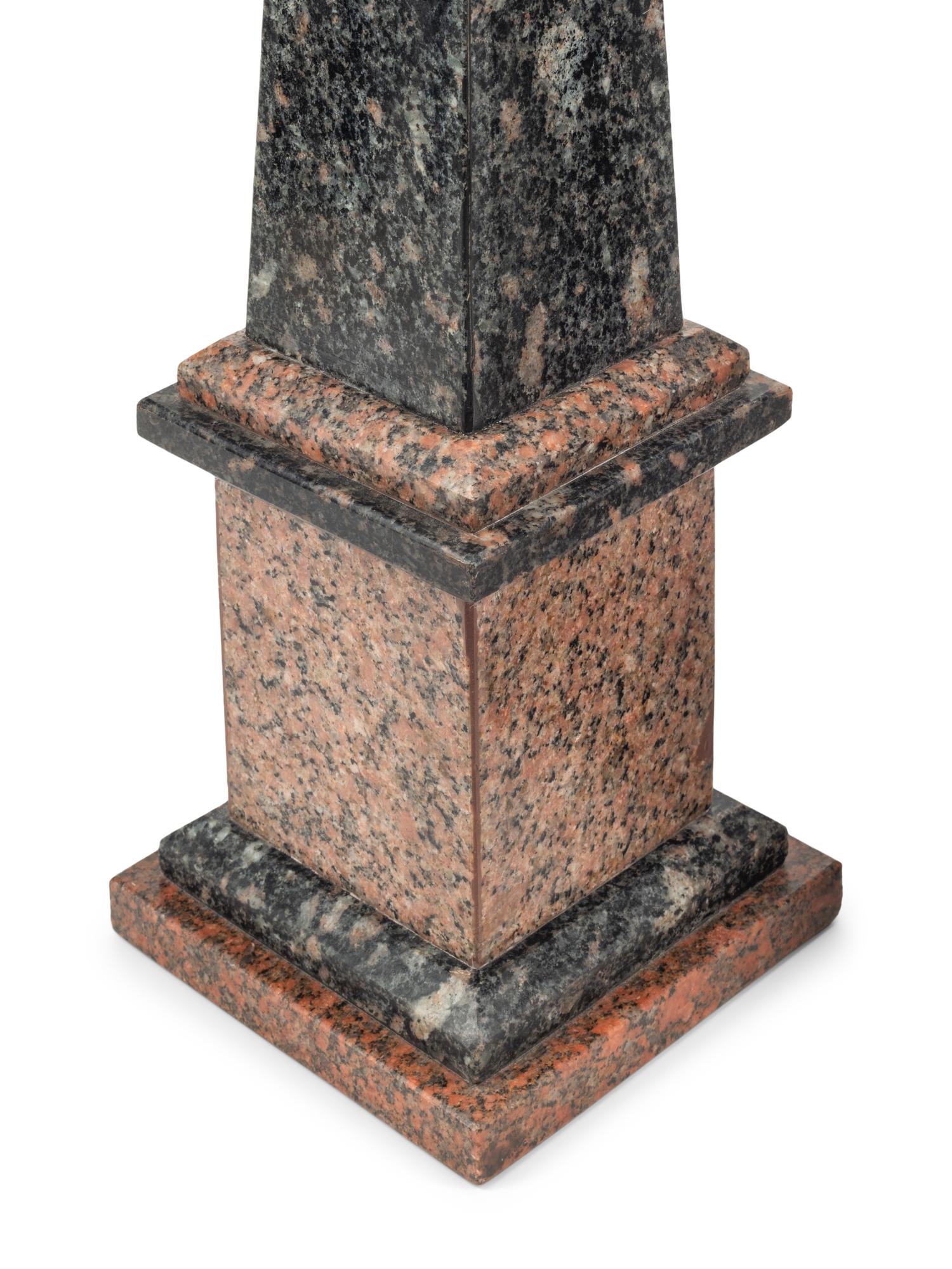 A Pair of Marble and Granite Obelisks