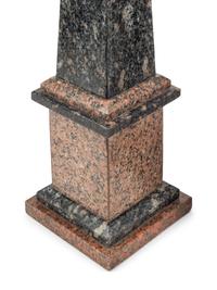 A Pair of Marble and Granite Obelisks