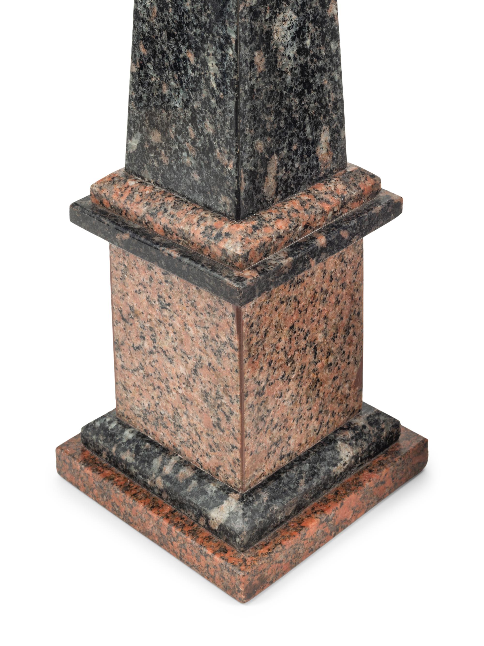 A Pair of Marble and Granite Obelisks