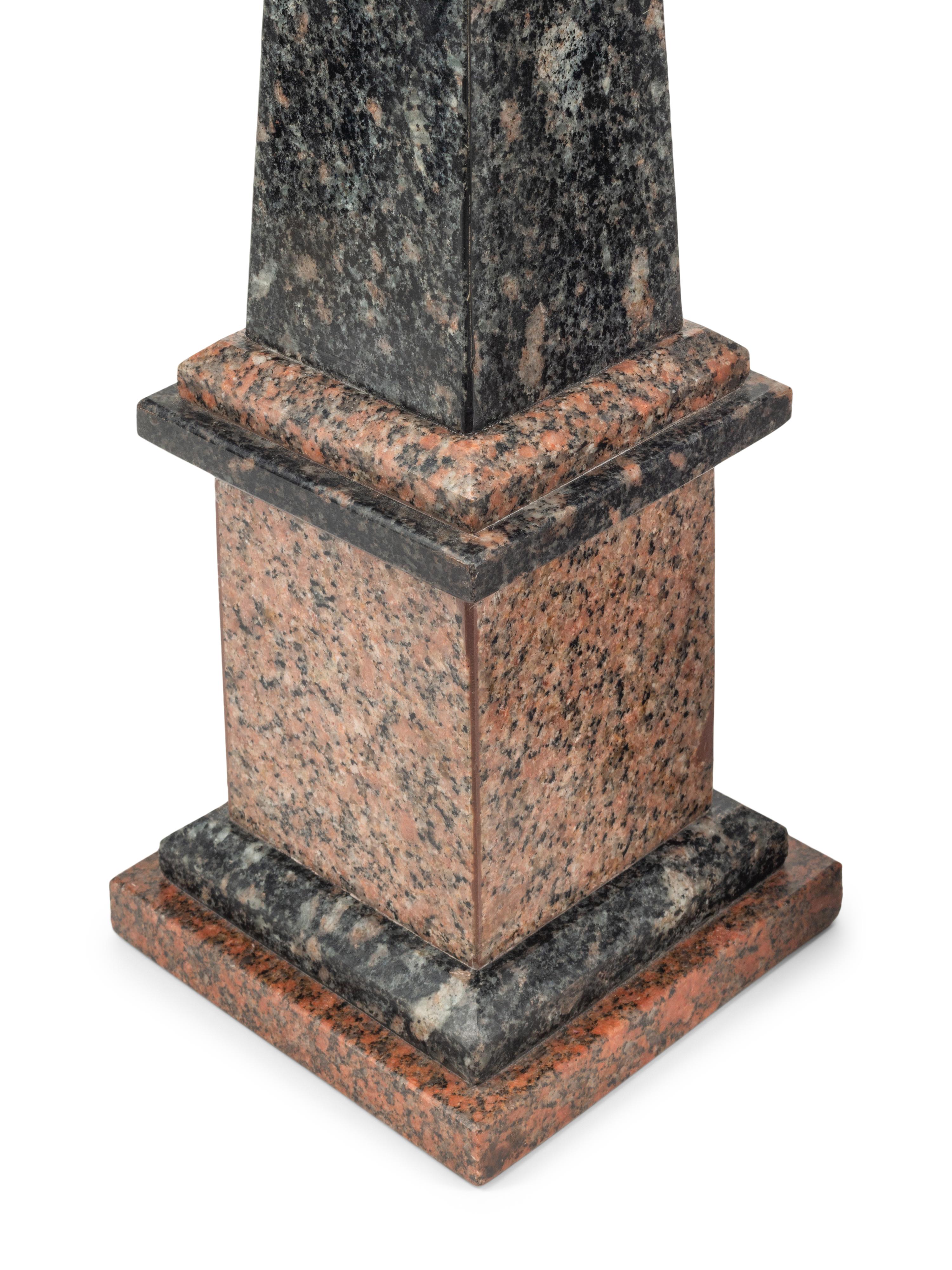 A Pair of Marble and Granite Obelisks