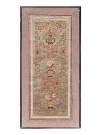 A Chinese Metallic Thread Embroidered Panel