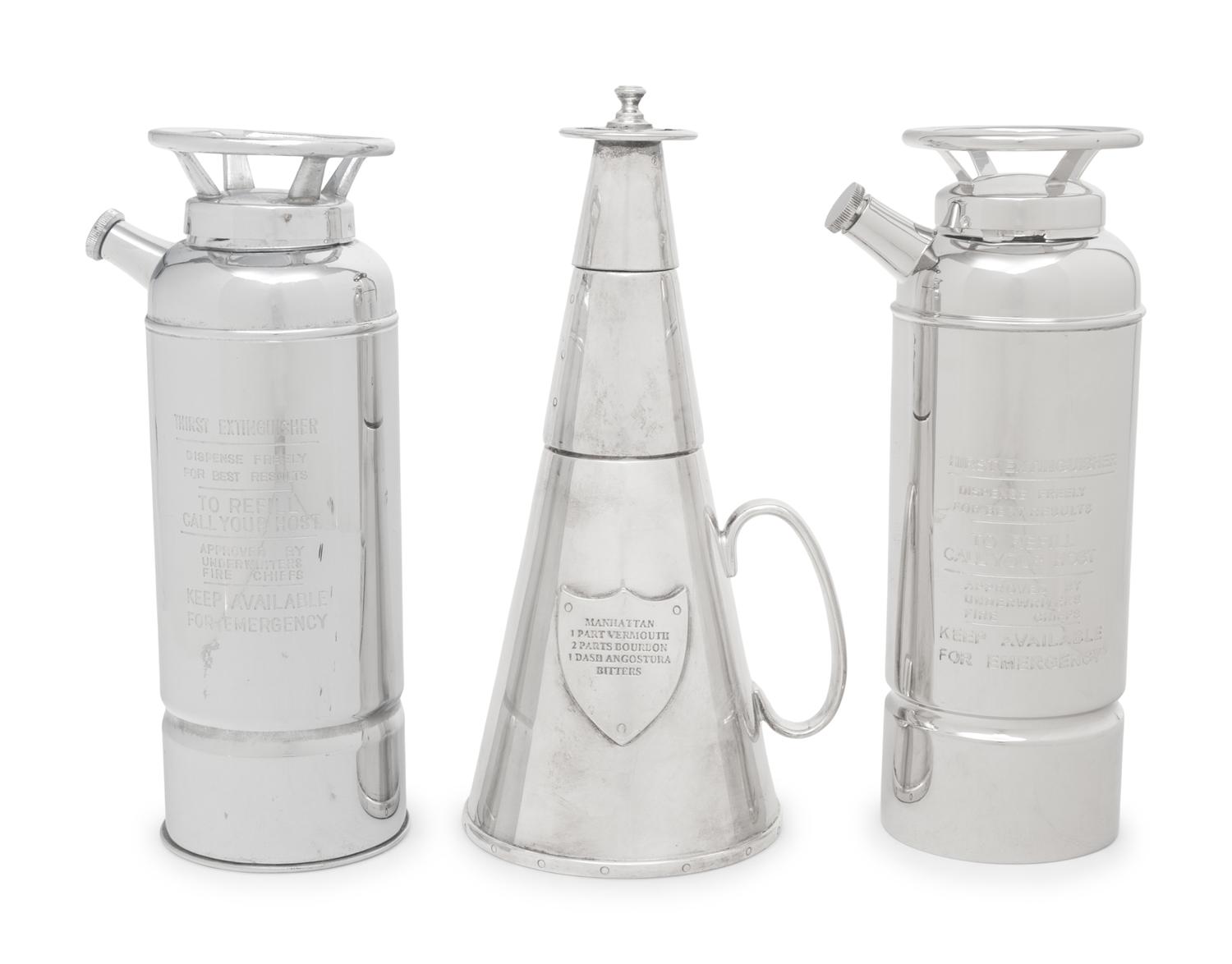 Three "Thirst Extinguisher" Cocktail Shakers