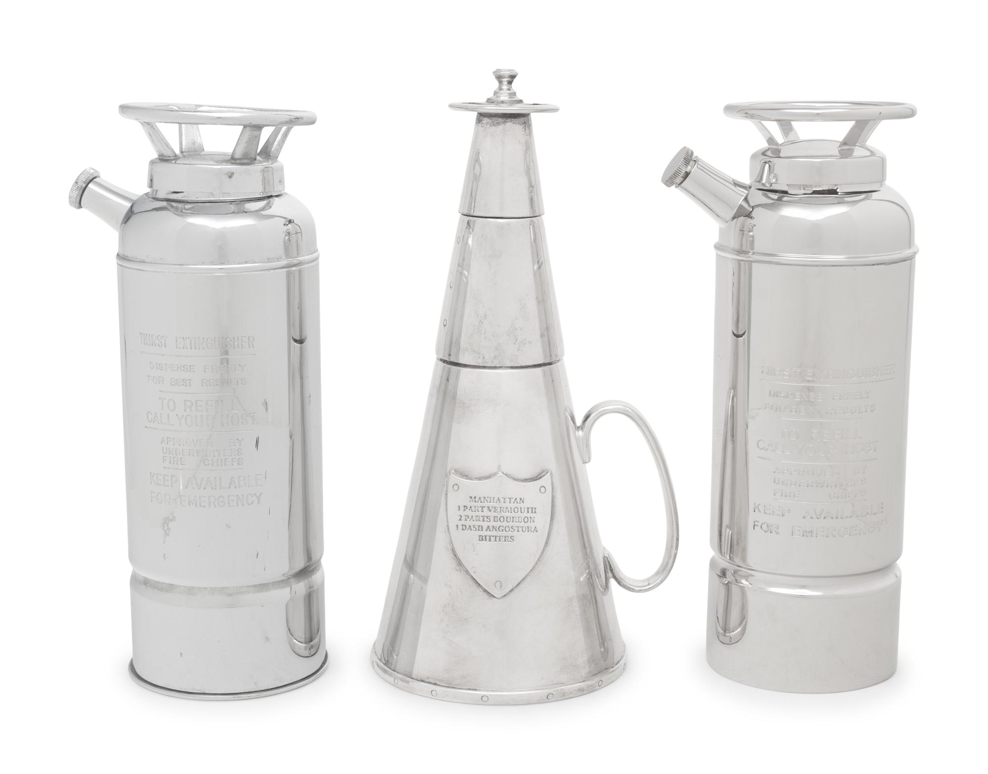 Three "Thirst Extinguisher" Cocktail Shakers