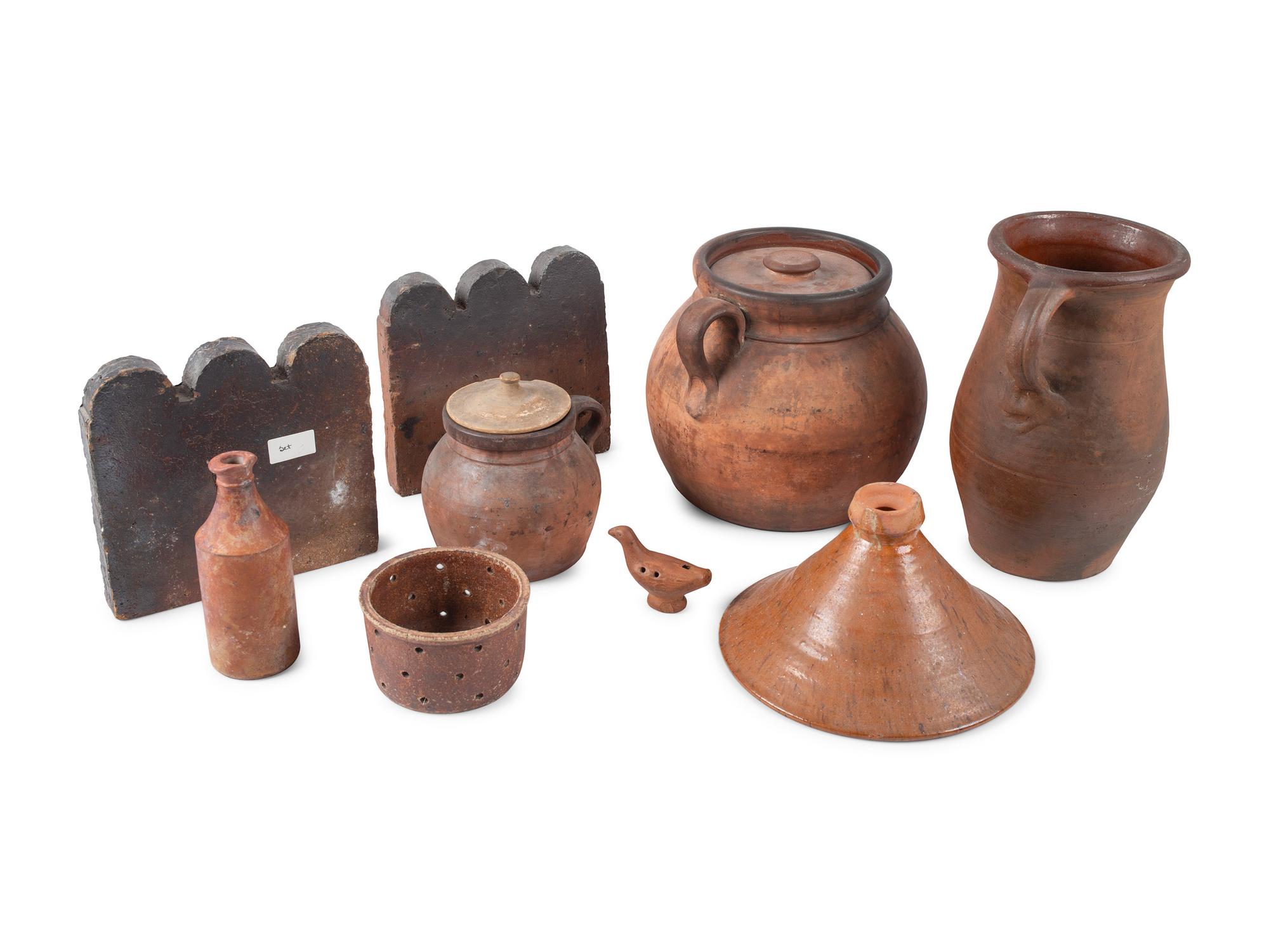 Nine Redware Vessels