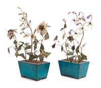 A Pair of Chinese Hardstone Plants