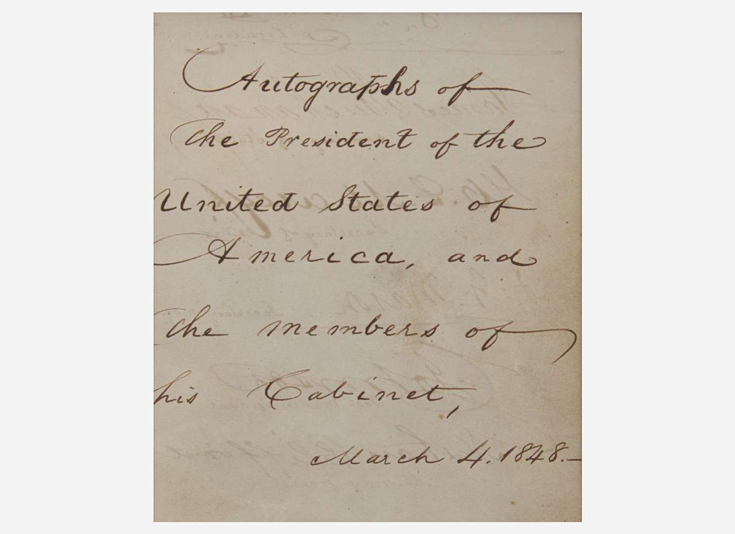 [Presidential] Polk, James K., and James Buchanan, et al. : Autograph Sheet of President James K. Polk and His Cabinet