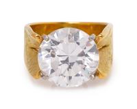 An 18 Karat Yellow Gold and Cubic Zirconia Ring,