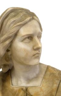 A Carved Alabaster Bust Depicting Joan of Arc