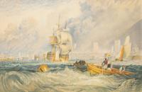 A Gilt Framed Color Lithograph of a William Turner painting "Portsmouth"