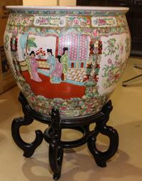 A Large Famille Rose Porcelain Fish Bowl Diameter 18 1/8 inches. — 20TH CENTURY