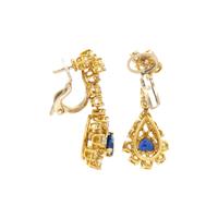 SAPPHIRE, DIAMOND, AND YELLOW GOLD EARRINGS