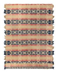 Two Jacquard Woven Cotton and Wool Coverlets