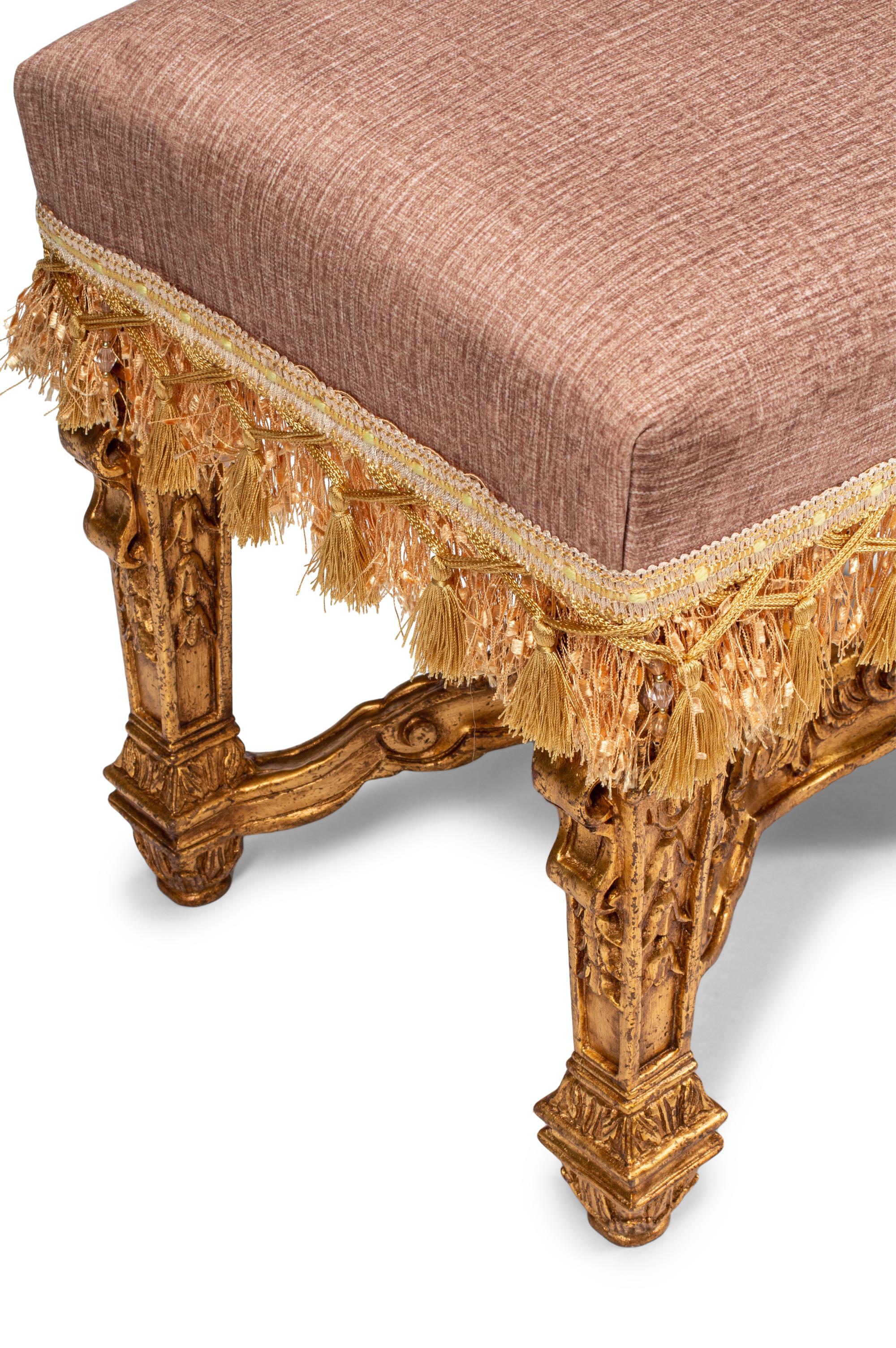 A Pair of Louis XIV Style Giltwood Tabourets