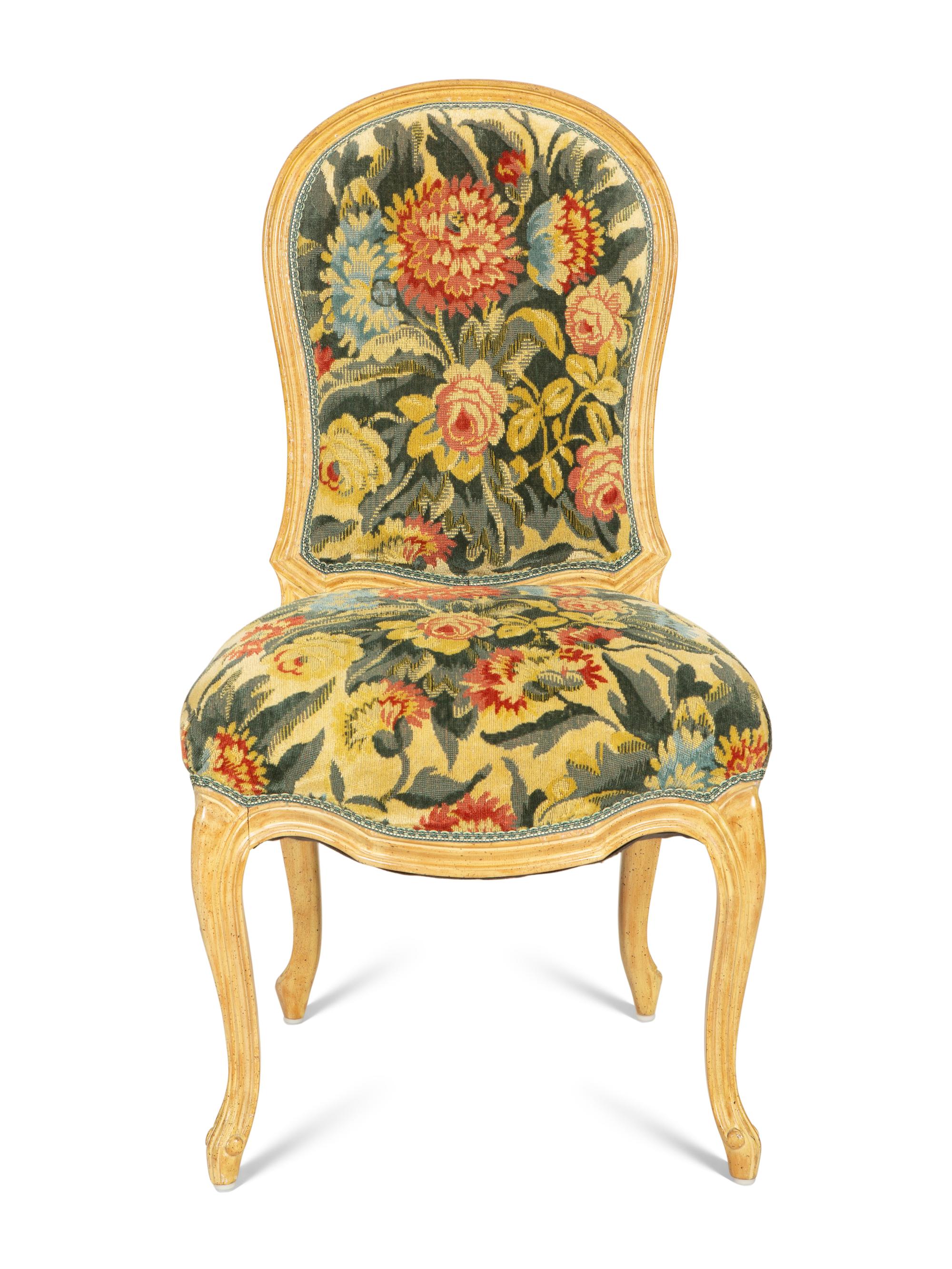 A Set of Eight Louis XV Style Painted Dining Chairs