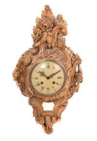 A Louis XV Style Carved Wood Cartel Clock