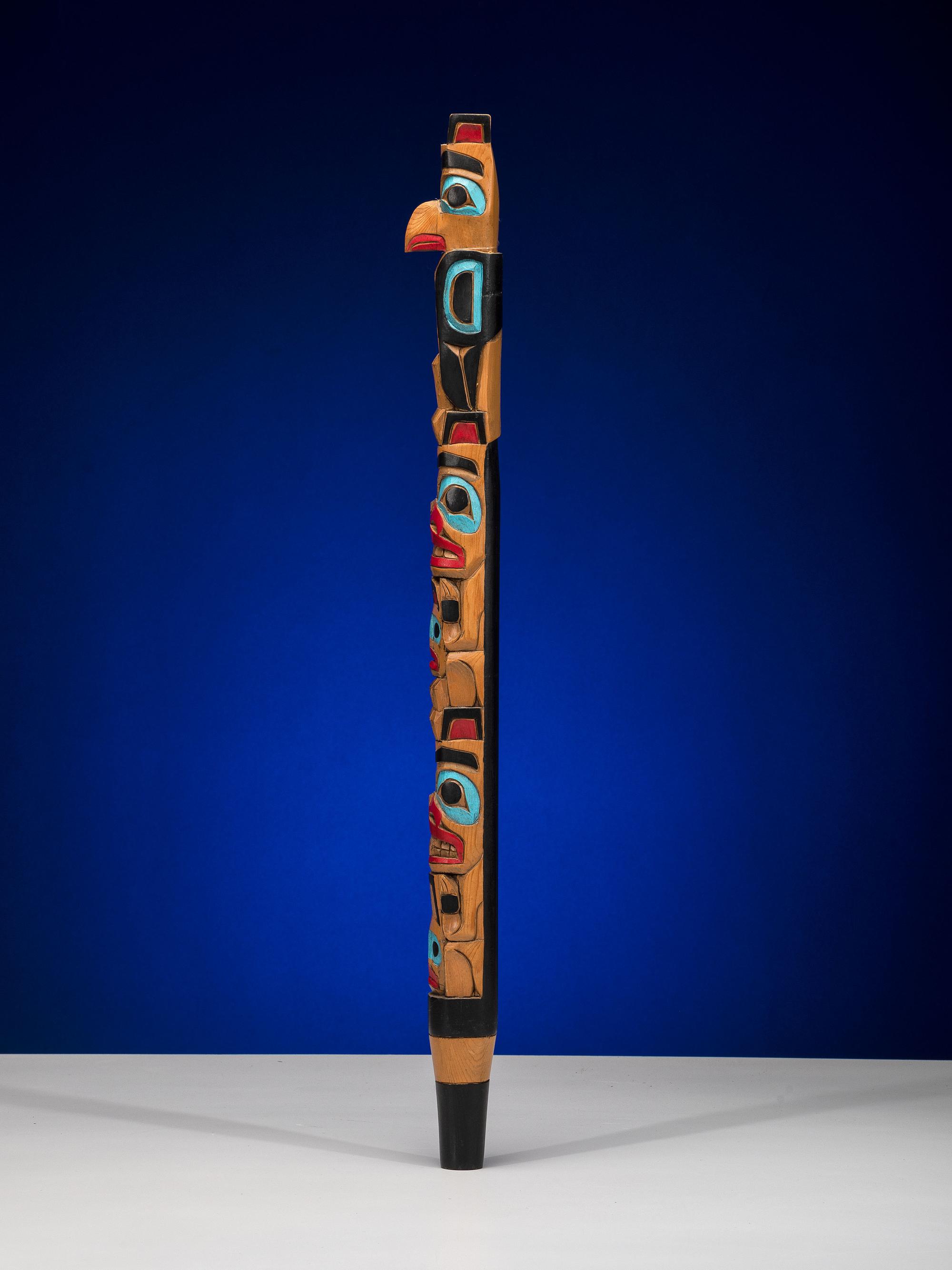 Northwest Coast Carved and Painted Speaker's Staff