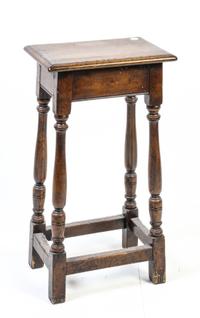 A Jacobean Style Oak Stool Height 28 1/2 inches. — 19TH/20TH CENTURY