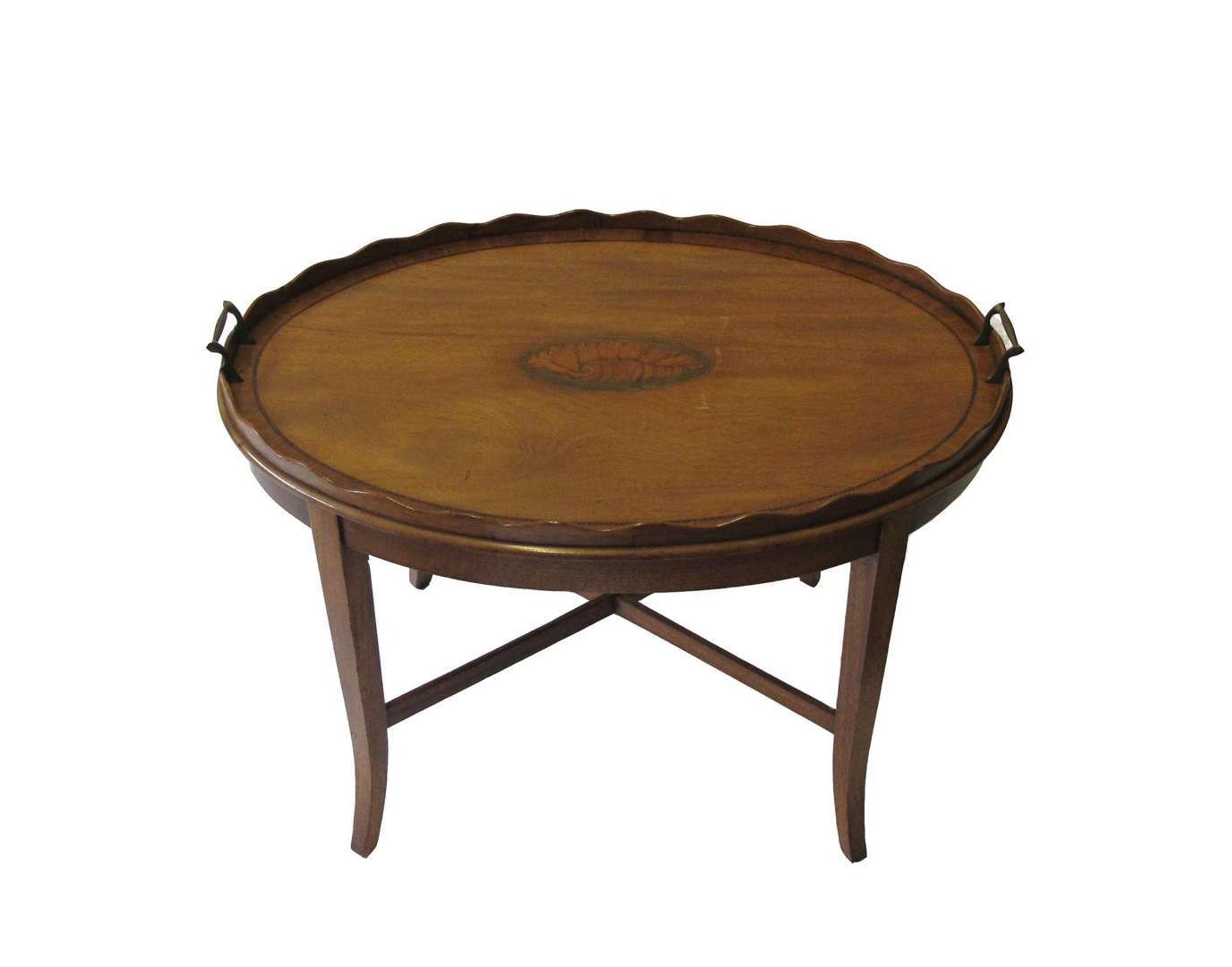 Regency-style inlaid mahogany tray table 20th century