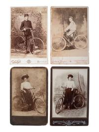 [EARLY PHOTOGRAPHY - CYCLING]. 14 photographs of featuring bicycles and other wheeled devices.