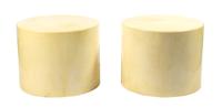 A Pair of Lacquered Parchment Side Tables Height 23 x diameter 29 inches. — 20TH CENTURY