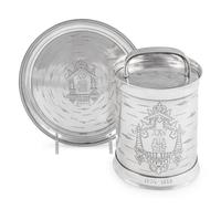 A Russian Silver Trompe l'Oeil Honey Pot and Underplate