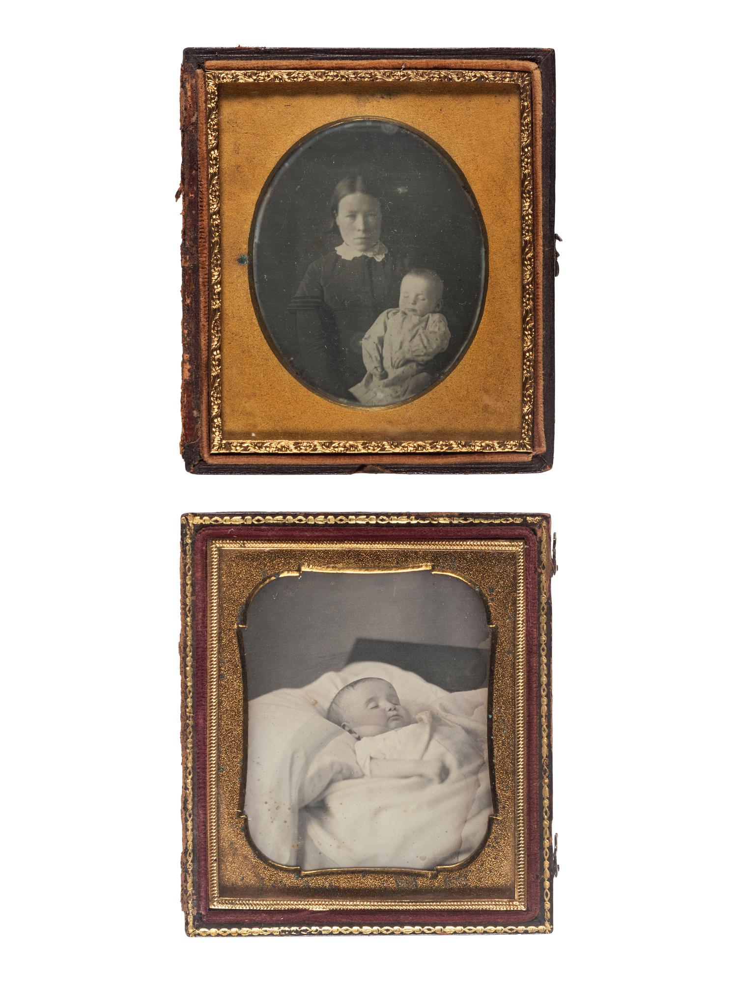 [EARLY PHOTOGRAPHY]. A group of 4 sixth plate postmortem daguerreotypes, incl. portraits of infants and a young girl.