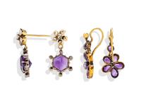 TWO PAIRS OF AMETHYST AND DIAMOND EARRINGS