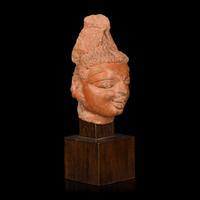 A Gupta Terracotta Head, Achichhatra, Uttar Pradesh, 5th-6th Century 五-六世紀 印度北方邦紅陶頭像