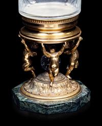 A French Gilt Bronze and Etched Glass Vase with Figural Supports