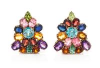 A Pair of Retro Rose Gold and Multigem Dress Clips, 14.90 dwts.
