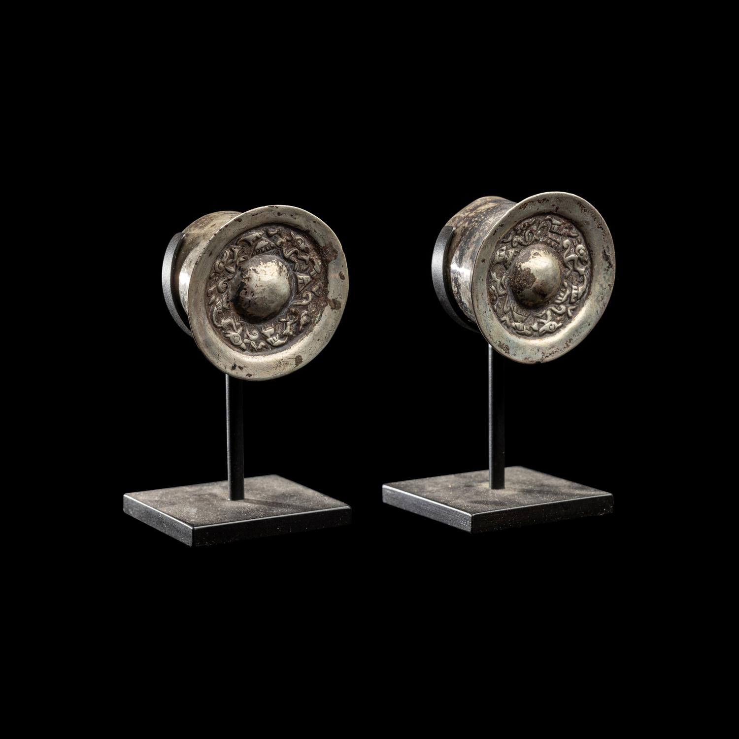 A Pair of Chimu Silver Ear Spools