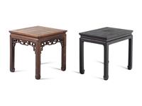 Two Chinese Wood Side Stools