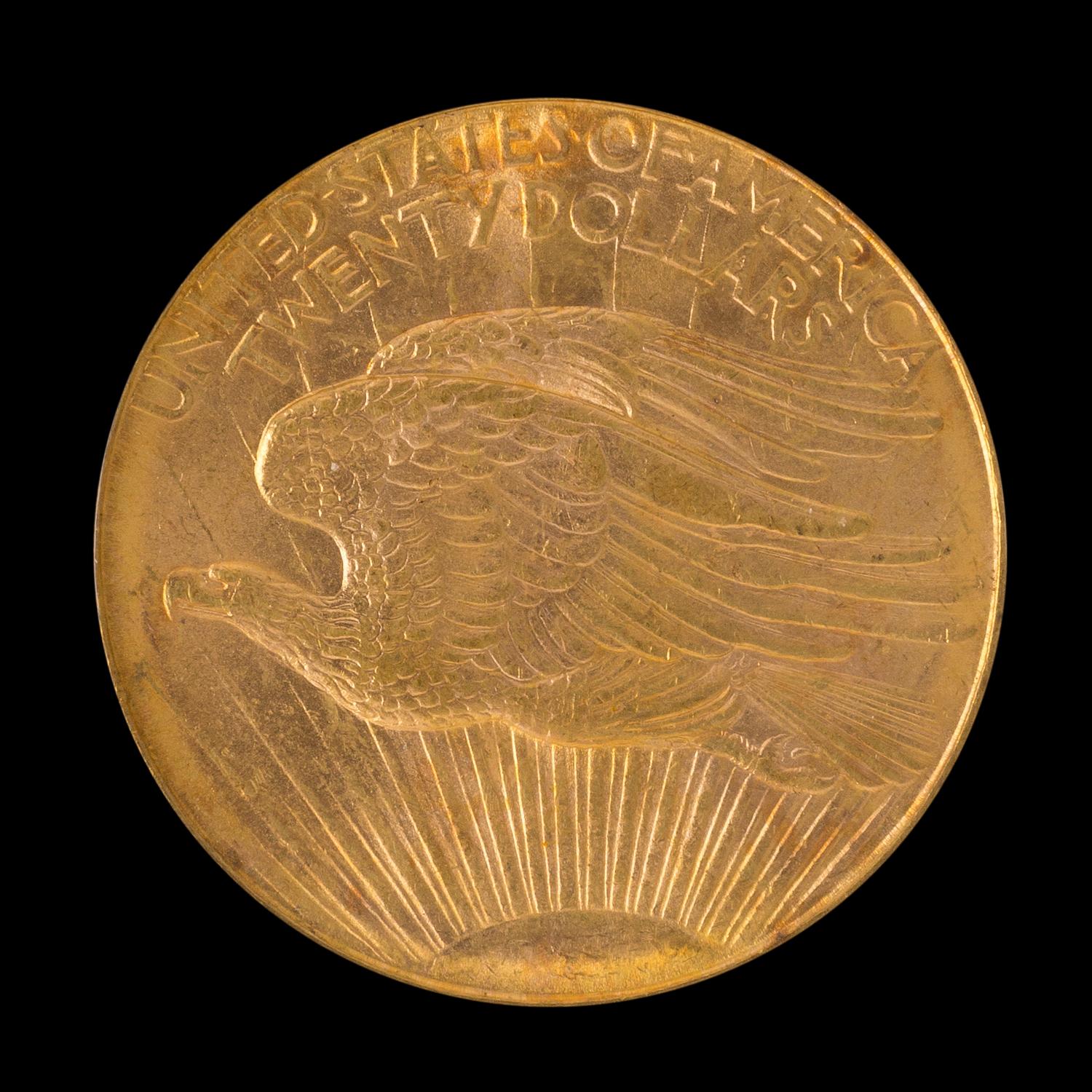 A United States 1908-D Saint-Gaudens: No Motto $20 Gold Coin