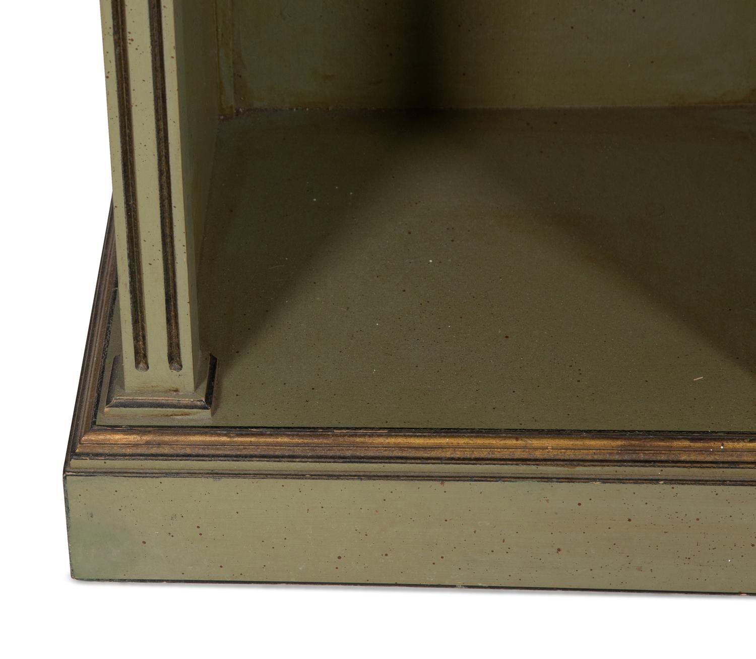 A Pair of Green Painted Pedestal Side Tables