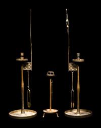 Three Chinese Copper Candlesticks