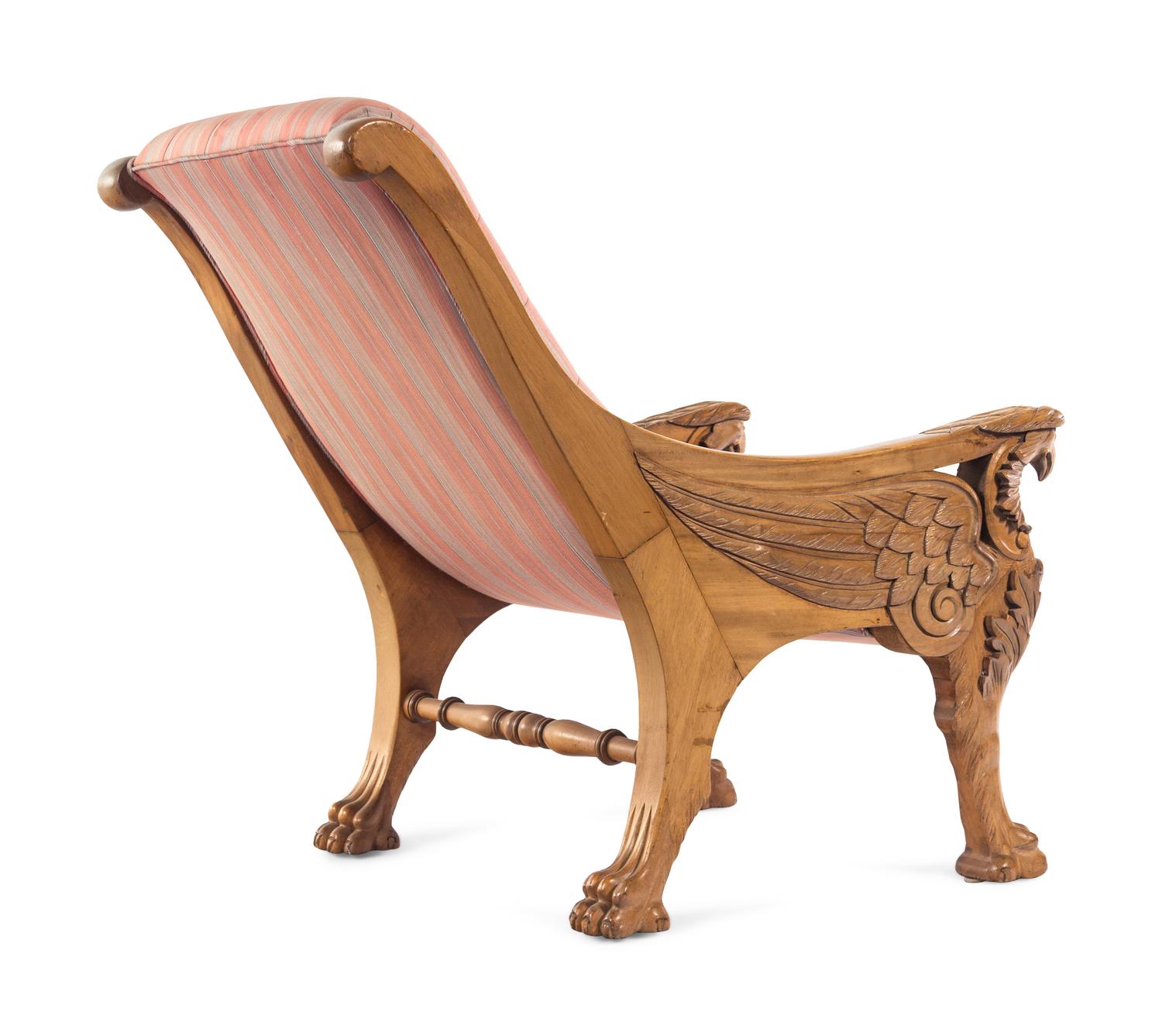 An Empire Style Eagle Carved Walnut Armchair