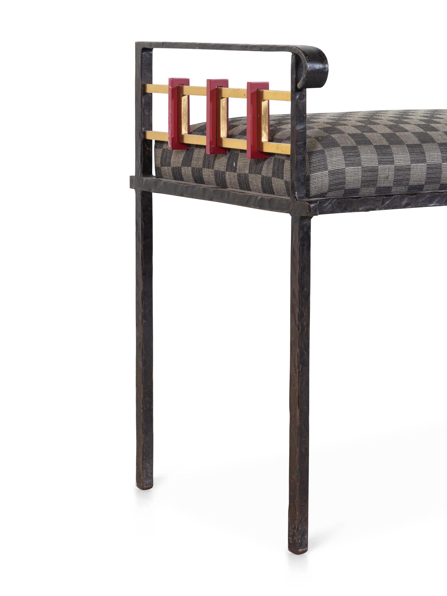 An Upholstered Metal Bench