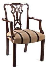 A Chippendale Style Mahogany Open Armchair Height 39 inches. — 20TH CENTURY