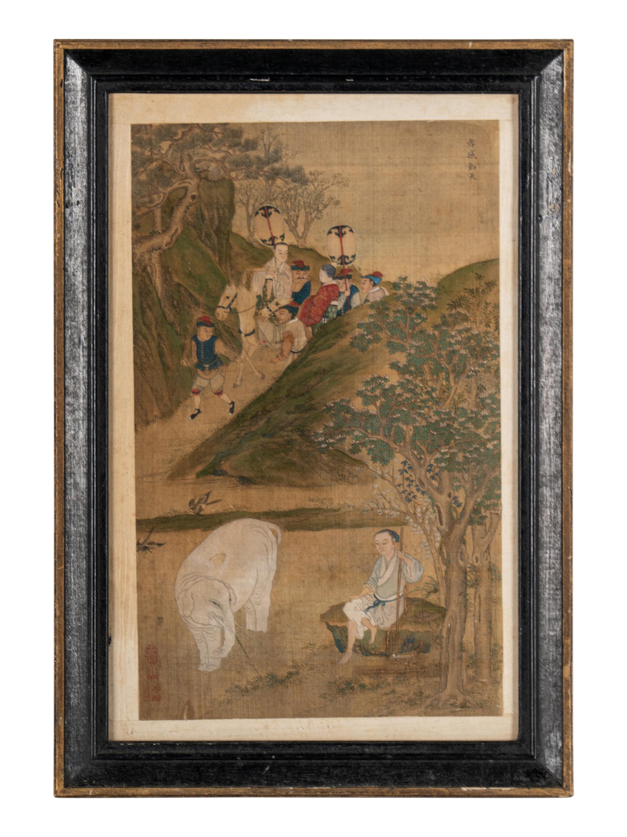 Three Chinese Ink and Color on Silk Paintings