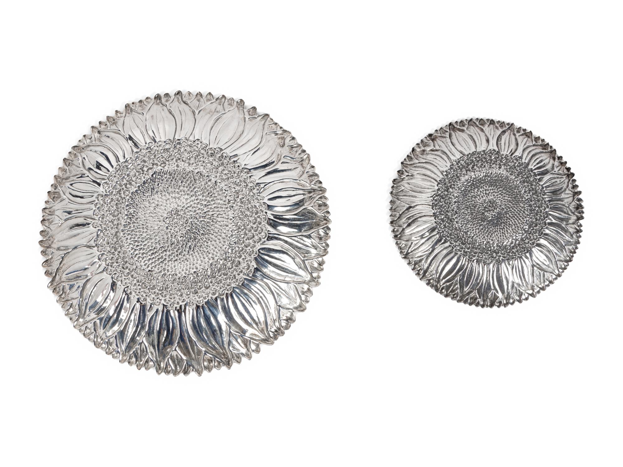 Two Buccellati Silver Sunflower Plates