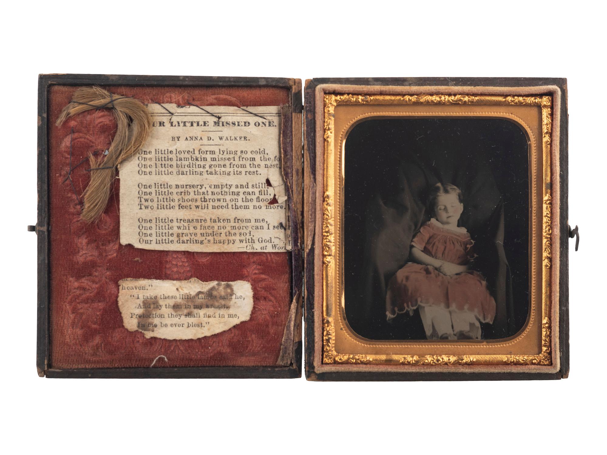 [EARLY PHOTOGRAPHY]. Sixth plate postmortem ambrotype of young girl.