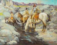 Hal Ashmeed, (American, b. 1932), Pausing at the Stream
