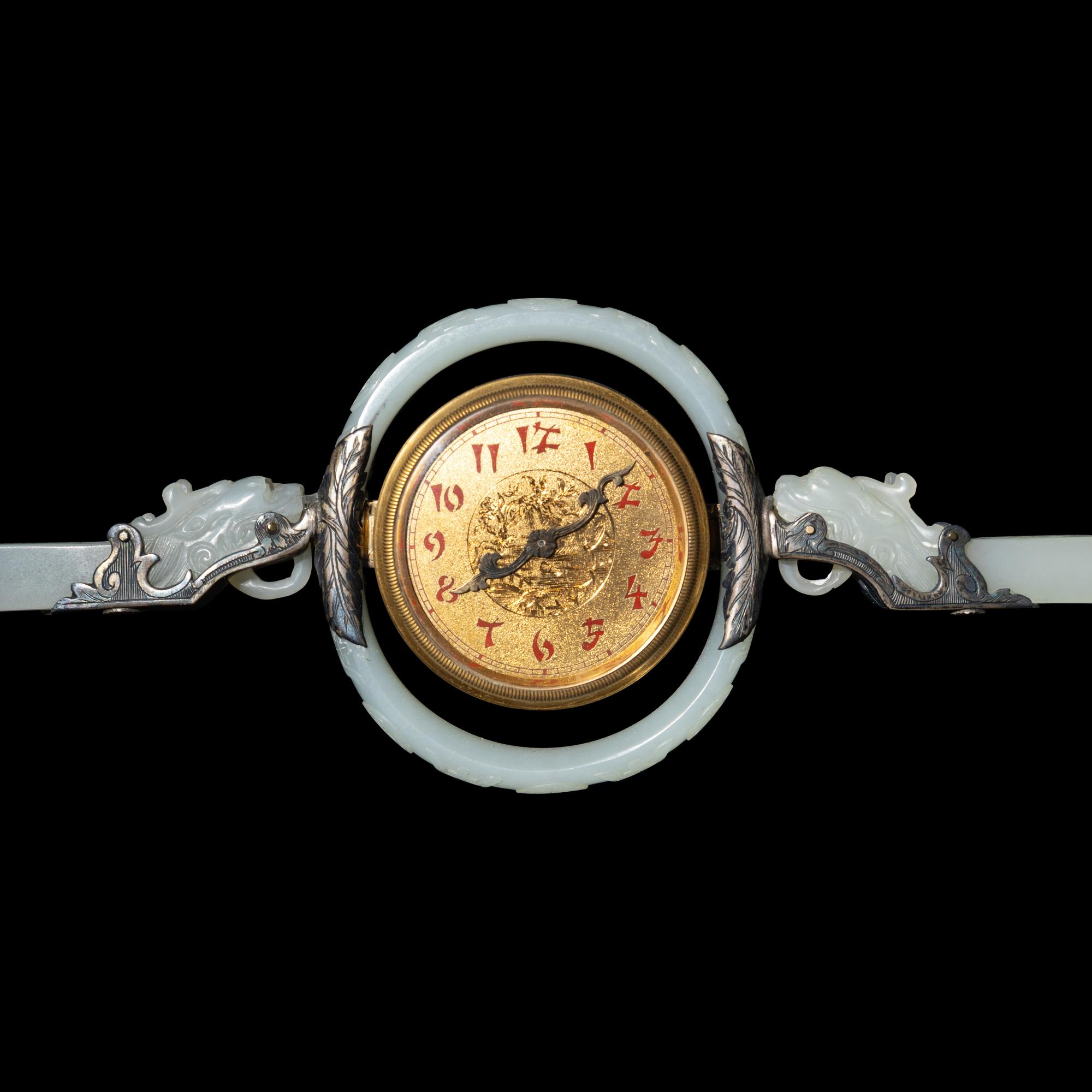 An Edward I. Farmer White Jade and Silver Mounted Chinoiserie Desk Clock, Circa 1930 Edward I. Farmer約1930年製中國風白玉童子座鐘